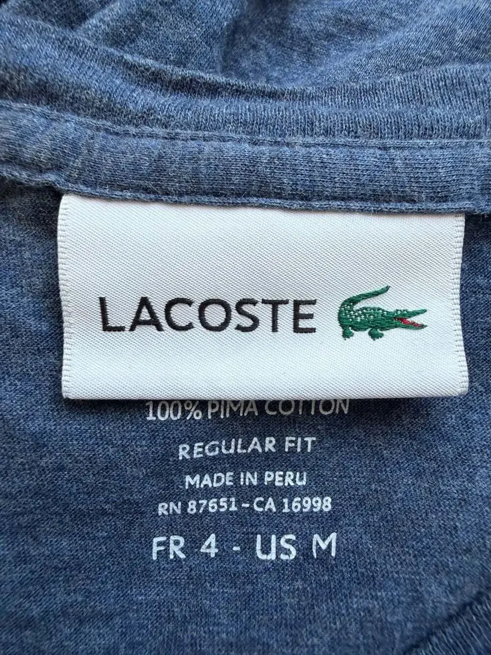 Lacoste Men's Regular Fit Crew Neck Pima Cotton Jersey T-Shirt in Navy Blue - Picture 3 of 6